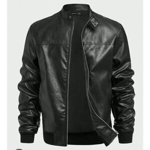 Manfinity Vegan Leather Pleather Jacket Coat Mens XXL Biker Grunge Goth